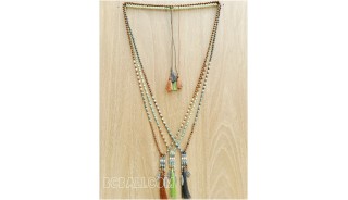 crystal beads tassels charms caps necklaces three color